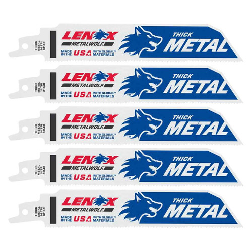 Lenox Lazer Reciprocating Saw Blade Bi-Metal 6-Inch 14 TPI Metal Cutting 5-Pack