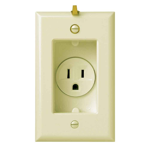 Pass & Seymour Clock Hanger Recessed Single Receptacle, 15A 125V