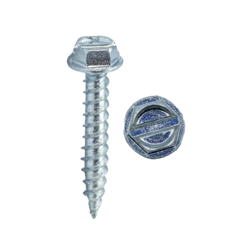 Minerallac #12 Self-Tapping Sheet Metal Screws, Hex Washer Head, Slotted, Zinc Plated, 100-Pack