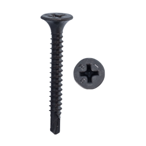 Minerallac #6 Tek Point Drywall Screws, Black Phosphate, 100 Pack