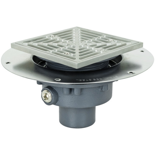 Sioux Chief 822-2DSQ Square Stainless Steel Adjustable Floor Drain, 2" No-Hub