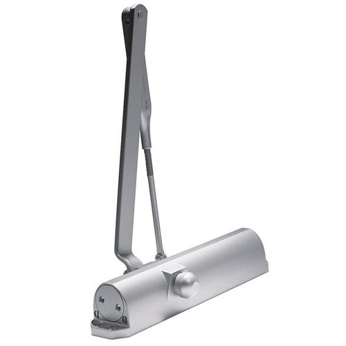 Dormakaba 7414 surface-mounted door closer, size 1-4, aluminum finish (689), round non-hold open arm