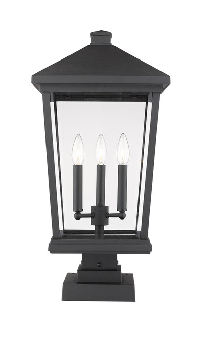 Z-Lite 568PHXLS-SQPM-BK Beacon 3-Light Outdoor Pier Mounted Fixture