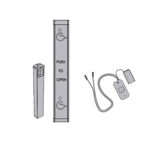 LCN 8310 Series Wireless Touchless Actuator with Full Length Bollard Package and Handicap Symbol