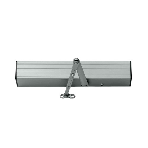 LCN 4822-POWDER Surface-Mounted Pneumatic Auto Equalizer Power Operator with Powder Coat Finish – Aluminum finish, full unit side view