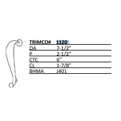 Trimco 1120 Cast Pitcher Grip Pull (6" CTC)