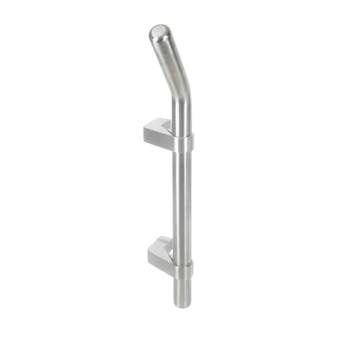 Trimco AP330 Series 19-inch Hands-Free Adjustable Pull Bar – Satin Stainless Steel, straight standoffs, isolated product view