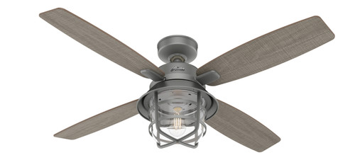 Hunter 52" 4 Blade Port Royale Damp Rated Ceiling Fan with LED Light Kit and Handheld Remote