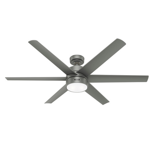 Hunter 60" 6 Blade Solaria Damp Rated Ceiling Fan with LED Light Kit and Wall Control