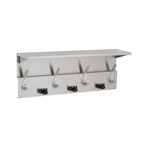 Bobrick B-239x34 Shelf, 3 Mop Holders, 4 Rag Hooks – 34" Length