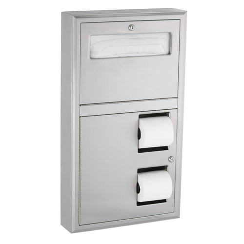 Bobrick B-3479 Surface-Mounted Seat-Cover Dispenser and Toilet Tissue Dispenser