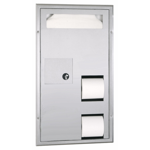 Bobrick B-35715 Partiton-Mounted Seat Cover Dispenser Disposal, 0.8-Gal. Toilet Tissue Dispenser – Accessible Design