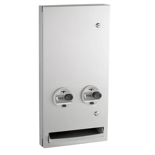 Bobrick 370634C Semi-Recessed Napkin/Tampon Vendor, Free Vend Operation