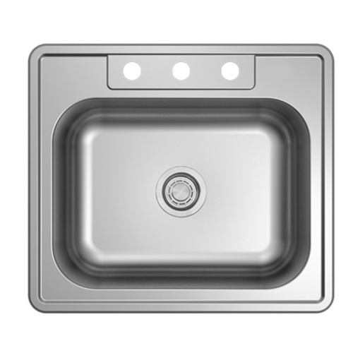 Cahaba CASS2522DISB-ADA-20.3 25 In. Standard Radius Single Bowl Drop-In Rectangle 20 Ga. ADA Stainless Steel Kitchen Sink - 3 Prepunched