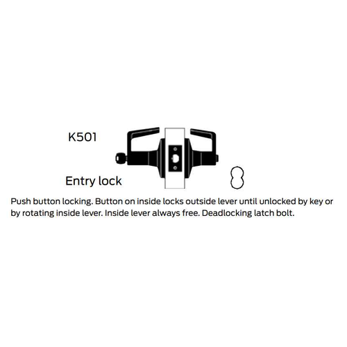 Falcon K501 Grade 1 Entrance Cylindrical Lock with Push-Turnbutton Function