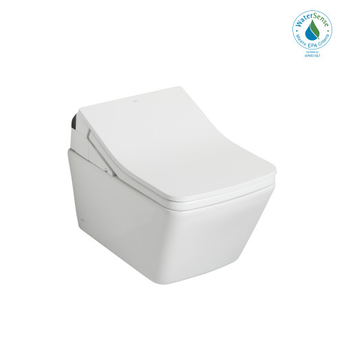 TOTO CWT4494049CMFGA#MS WASHLET+ SP Wall-Hung Square-Shape Toilet with SX Bidet Seat and DuoFit In-Wall 1.28 and 0.9 GPF Auto Dual-Flush Tank System Matte Silver