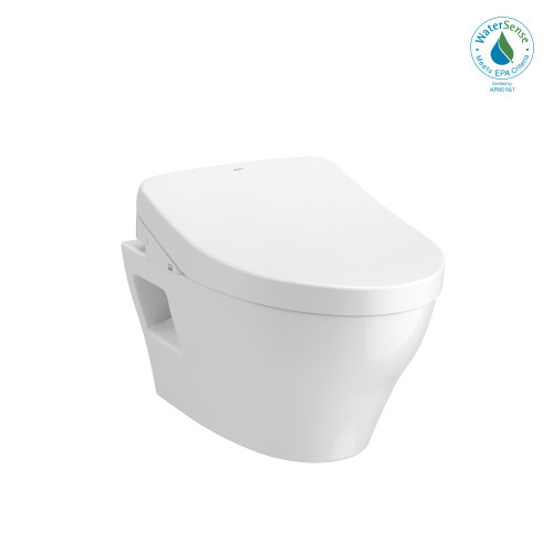 TOTO CWT4283046CMFG#MS WASHLET+ EP Wall-Hung Elongated Toilet with S500e Bidet Seat and DuoFit In-Wall 0.9 and 1.28 GPF Dual-Flush Tank System Matte Silver