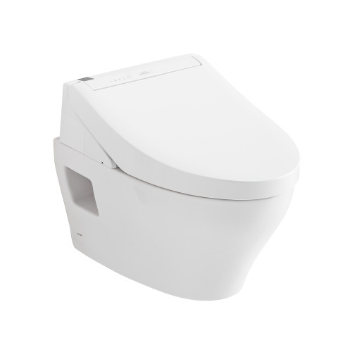 TOTO CWT4283084CMFG#MS WASHLET+ EP Wall-Hung Elongated Toilet and WASHLET C5 Bidet Seat and DuoFit In-Wall 0.9 and 1.28 GPF Dual-Flush Tank System Matte Silver