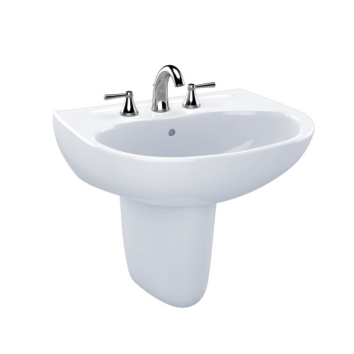 TOTO LHT241.8G Supreme Oval Wall-Mount Bathroom Sink with CEFIONTECT and Shroud for 8 Inch Center Faucets