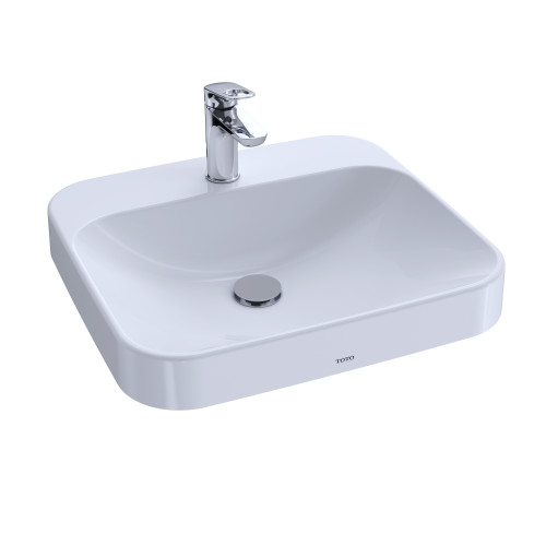 TOTO LT415G#01 Arvina Rectangular 20" Vessel Bathroom Sink with CEFIONTECT for Single Hole Faucets