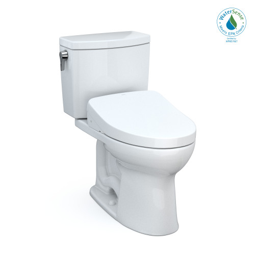 TOTO MW4543056CUFGA#01 WASHLET+ Drake II 1G Two-Piece Elongated 1.0 GPF Toilet with Auto Flush WASHLET+ S550e Contemporary Bidet Seat