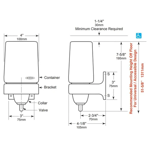 Bobrick B-155 LiquidMate Wall-Mounted Soap Dispenser