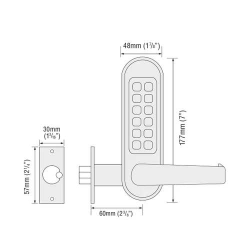 Codelocks Codelocks CL510 & CL515 Tubular Latchbolt Back-to-Back CDL-CL51X
