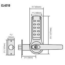 Codelocks CL4210 Electronic Tubular Latchbolt, Stainless Steel Finish