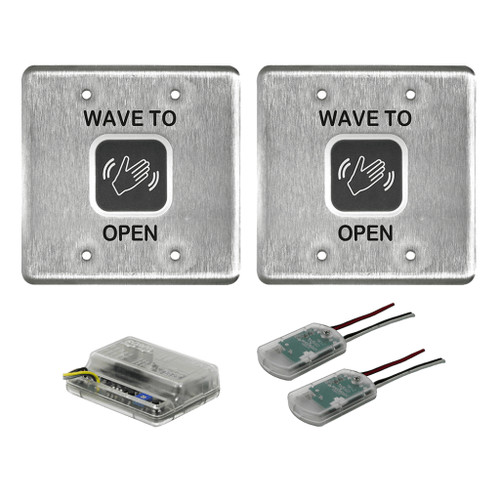 LCN Square Touchless Actuator Kit with 2 Double Gang Actuators and Wireless Receiver System
