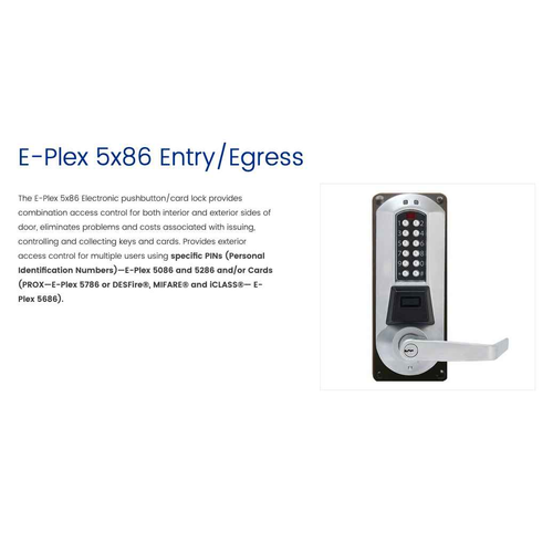 Dormakaba E-Plex E5086 Entry/Egress Electronic Pushbutton/Card lock Back to Back Mortise Lock