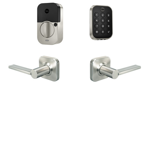 Yale Real Living BYRD430 Assure Lock 2 Bundle with Key Free Keypad Bluetooth Deadbolt, Valdosta Lever Passage, and DoorSense