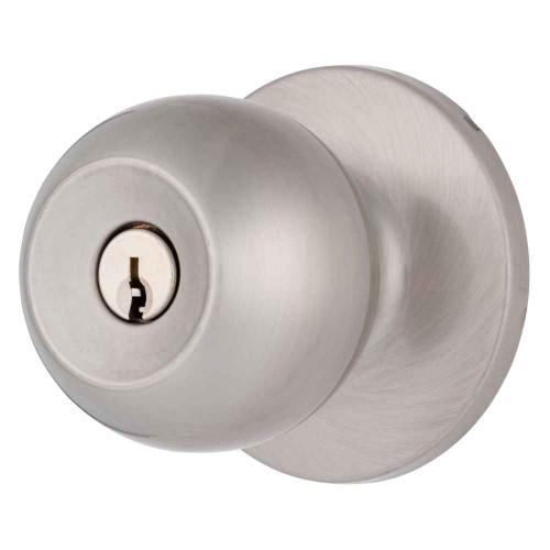 Brinks Raleigh Series Keyed Entry Transitional Ball Knob and Round Rose with 4 Way Adjustable Latch and Round Corner Full Lip Strike