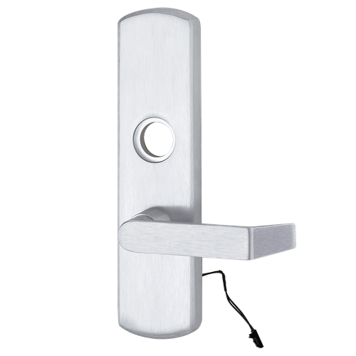 Von Duprin M996L Motorized Lever Trim for 98/99 Series Exit Devices, 06 Lever style, 626 Satin Chrome finish, shown with motor wire pigtail