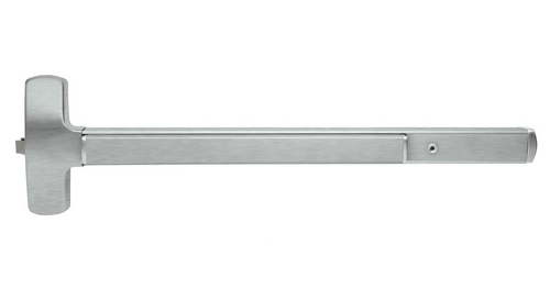 Falcon Monarch 18 Series Rim Exit Device 36 inch Grade 1 Commercial - Satin Chrome Finish, exit-only bar shown