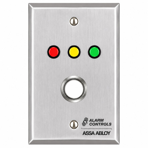 Alarm Controls RP Series - LED Illuminated Remote Plates - RP-33, RP-35 Single Gang, Stainless Steel Wall Plate, Red, Yellow and Green LED