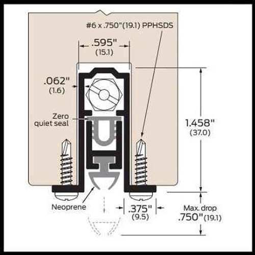 Zero 320 Regular Duty Automatic Door Bottom Clear Anodized Aluminum Finish