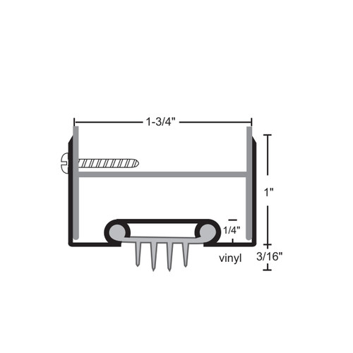NGP 35EV Finned Vinyl Door Shoe, Mill Aluminum