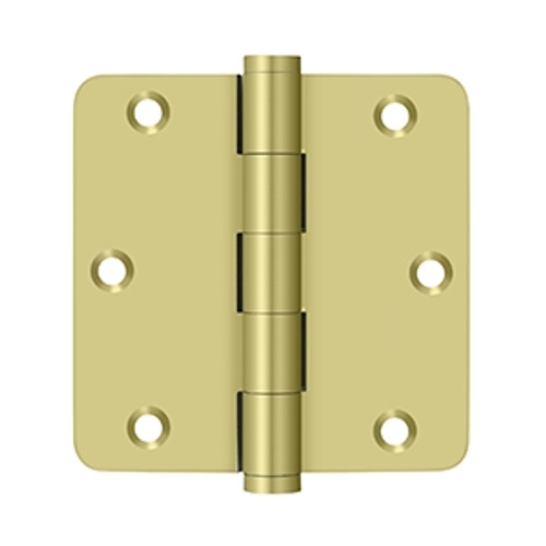 Deltana DSB35R4-R 3-1/2" x 3-1/2" x 1/4" Radius Hinges, Solid Brass, Residential (Pair)