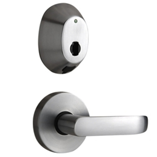 Dormakaba InSync Battery Operated Interconnected Cylindrical Latch and Deadbolt Lock, Unit, Gala Lever, Right Hand, Satin Chrome