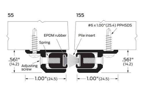 Zero 155AA Adjustable Surface Astragal with Brush