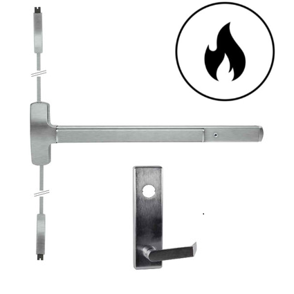Falcon 25-V Series Fire Rated Surface Vertical Rod Exit Device with Lever Trim - 48 Inch