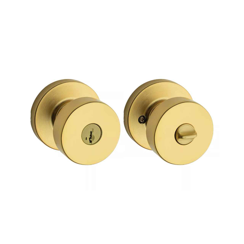 Kwikset KWI-740PSKRDT-S Pismo Knob with Round Rose Entry Lock SmartKey with 6AL Latch and RCS Strike
