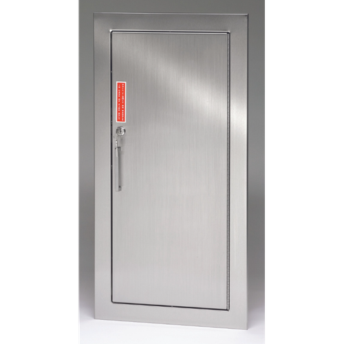 Larsens 2409 Fire Extinguisher Cabinet, Architectural Series, ADA Compliant, 10 lb, Stainless Steel, Non-Fire-Rated, Full Glass/Horizontal Duo/Vertical Duo/Solid Door