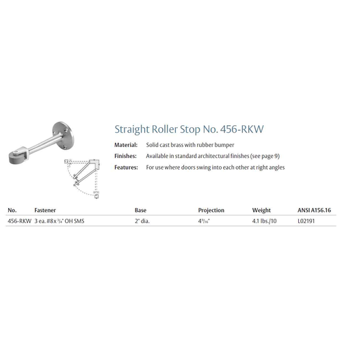 Rockwood 456 Straight Roller Stop