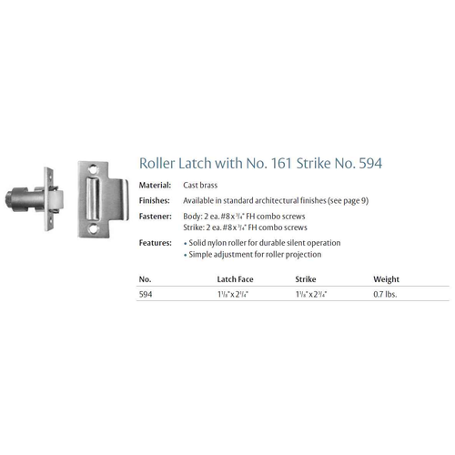 Rockwood 594 Roller Latch with 161 Strike