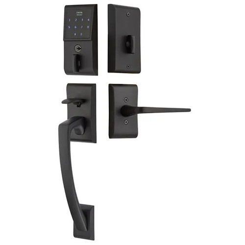 Emtek E4827 EMTouch Electronic Keypad Leverset - Single Cylinder in Flat Black (US19)