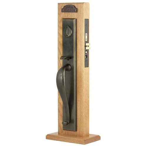 Emtek 3326 Rectangular Full Length Sandcast Bronze Mortise Entrance Handleset - Entry Set