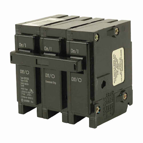 Eaton Eaton BR thermal magnetic ,Type BR 1-Inch plug-on ,100 A,10 kAIC,Three-pole,120/240V,BR,Common trip,#1 AWG Cu/Al,Q28,BR,Type BR Loadcenters