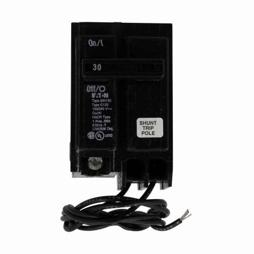 Eaton Eaton BR thermal magnetic ,Type BR 1-Inch plug-on ,20 A,10 kAIC,Single-pole,120/240V,BR,#14-4 AWG Cu/Al,Q1,BR,Type BR loadcenters,Shunt trip included