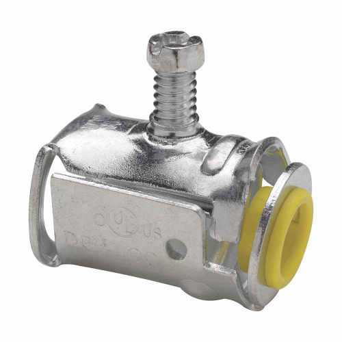 Crouse-Hinds Eaton series Quick-Lok QLK connector, 0.385-0.600" cable opening, AC/MC and FMC, Single, Steel, 1/2"